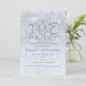 IJs en sneeuw Winter verjaardagsfeestje uitnodigin Kaart (Staand voorkant)