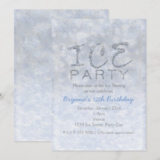 IJs en sneeuw Winter verjaardagsfeestje uitnodigin Kaart (Voorkant / Achterkant)