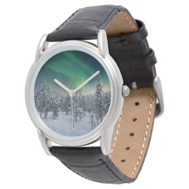 IJs en sneeuw | Winterlandschap in Finland Horloge (Gekanteld)