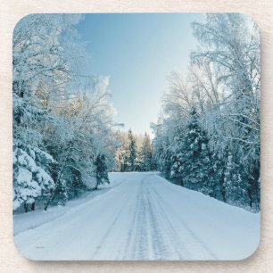 IJs en sneeuw Winterweg Rusland, Siberië Bier Onderzetter