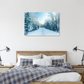 IJs en sneeuw | Winterweg Rusland, Siberië Canvas Afdruk (Insitu (Slaapkamer))