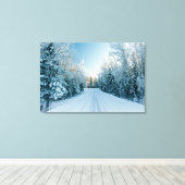 IJs en sneeuw | Winterweg Rusland, Siberië Canvas Afdruk (Insitu (Houten vloer))