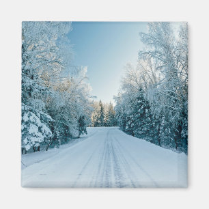 IJs en sneeuw Winterweg Rusland, Siberië Magneet