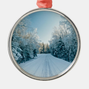IJs en sneeuw   Winterweg Rusland, Siberië Metalen Ornament