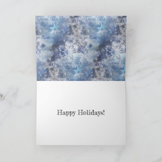 IJs en Sneeuwen, blauw kerstpatroon Bedankkaart (Binnen)