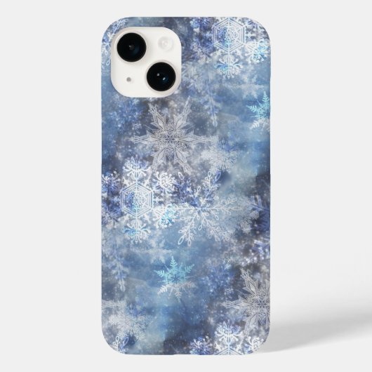 IJs en Sneeuwen, blauw kerstpatroon Case-Mate iPhone Case (Achterkant)