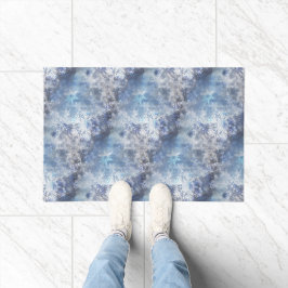 IJs en Sneeuwen, blauw kerstpatroon Deurmat