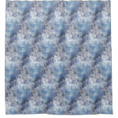 IJs en Sneeuwen, blauw kerstpatroon Douchegordijn (Voorkant)