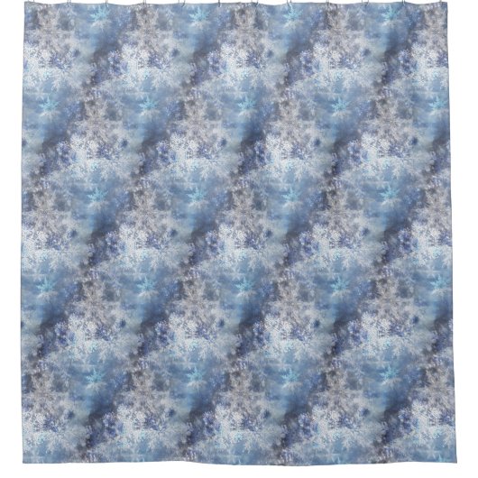 IJs en Sneeuwen, blauw kerstpatroon Douchegordijn (Voorkant)