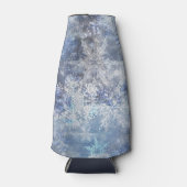 IJs en Sneeuwen, blauw kerstpatroon Flesjeskoeler (Voorkant)