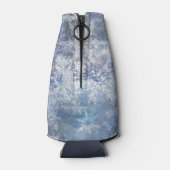 IJs en Sneeuwen, blauw kerstpatroon Flesjeskoeler (Achterkant)