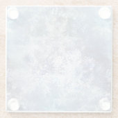 IJs en Sneeuwen, blauw kerstpatroon Glazen Onderzetter (Achterkant)