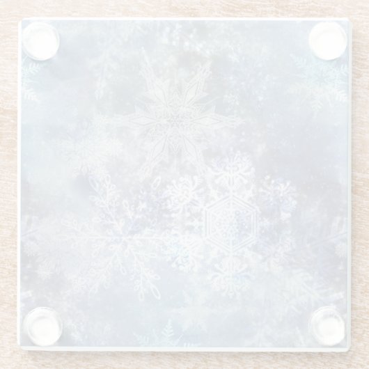 IJs en Sneeuwen, blauw kerstpatroon Glazen Onderzetter (Achterkant)