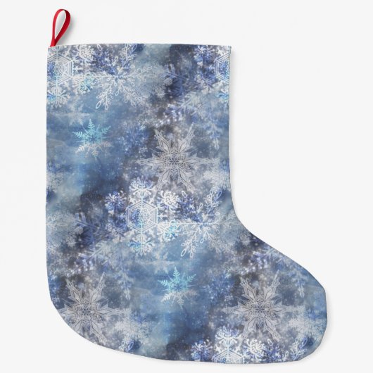 IJs en Sneeuwen, blauw kerstpatroon Grote Kerstsok (Voorkant)
