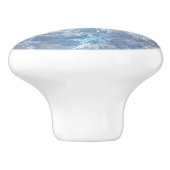 IJs en Sneeuwen, blauw kerstpatroon Keramische Knop (Zijkant)