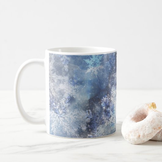 IJs en Sneeuwen, blauw kerstpatroon Koffiemok (Met donut)