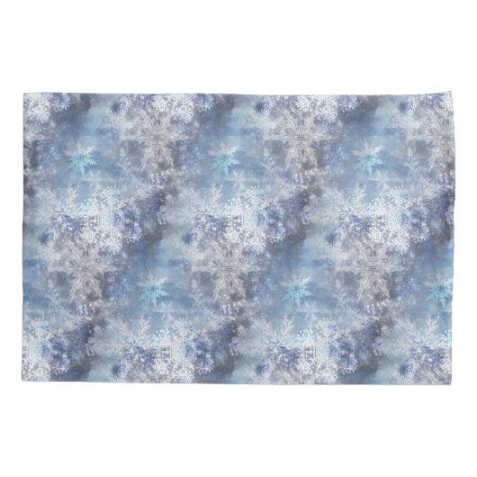 IJs en Sneeuwen, blauw kerstpatroon Kussensloop (Achterkant)