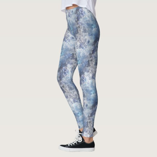 IJs en Sneeuwen, blauw kerstpatroon Leggings (Links)