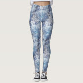 IJs en Sneeuwen, blauw kerstpatroon Leggings (Voorkant)
