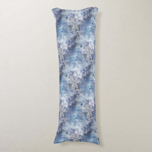 IJs en Sneeuwen, blauw kerstpatroon Lichaamskussen (Voorkant Verticaal)