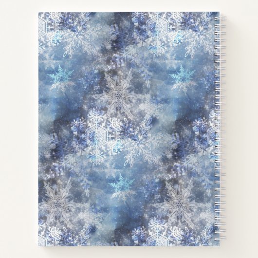 IJs en Sneeuwen, blauw kerstpatroon Notitieboek (Achterkant)