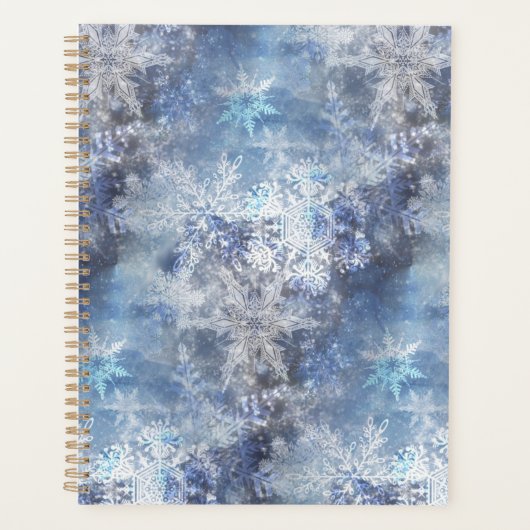 IJs en Sneeuwen, blauw kerstpatroon Planner (Voorkant)