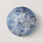 IJs en Sneeuwen, blauw kerstpatroon Ronde Button 5,7 Cm (Voorkant)