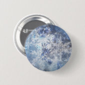 IJs en Sneeuwen, blauw kerstpatroon Ronde Button 5,7 Cm (Voorkant /achterkant)