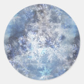 IJs en Sneeuwen, blauw kerstpatroon Ronde Sticker (Voorkant)