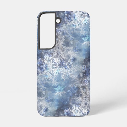 IJs en Sneeuwen, blauw kerstpatroon Samsung Galaxy Hoesje (Achterkant)