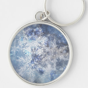 IJs en Sneeuwen, blauw kerstpatroon Sleutelhanger