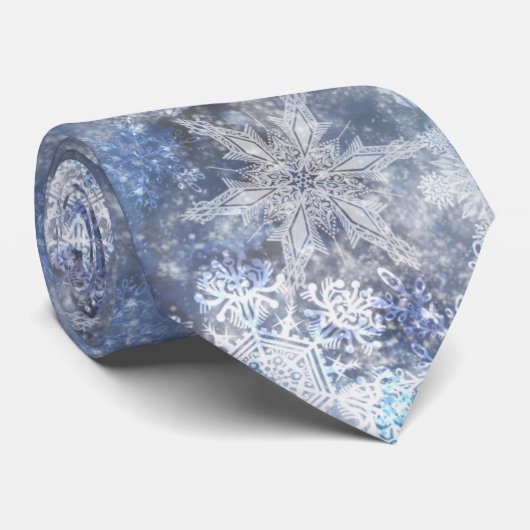 IJs en Sneeuwen, blauw kerstpatroon Stropdas (Opgerold)