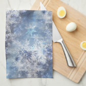IJs en Sneeuwen, blauw kerstpatroon Theedoek (Quarter Fold)