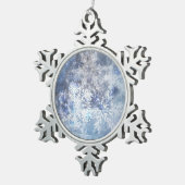 IJs en Sneeuwen, blauw kerstpatroon Tin Sneeuwvlok Ornament (Rechts)