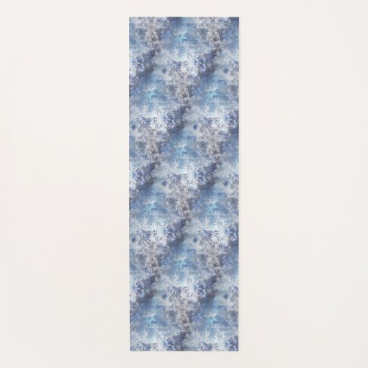 IJs en Sneeuwen, blauw kerstpatroon Yogamat (Voorkant)