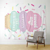 Ijs en Spikkels Zoete Eén 1e Verjaardag Wandkleed (In Situ (horizontaal))