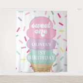 Ijs en Spikkels Zoete Eén 1e Verjaardag Wandkleed (Voorkant)