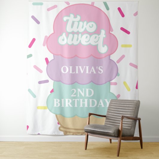 Ijs en Strooisels Twee Zoete 2DE Verjaardag Wandkleed (In situ)