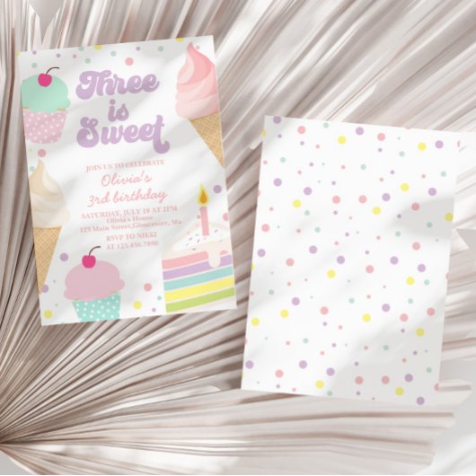 IJs en taart 3e verjaardag Kaart