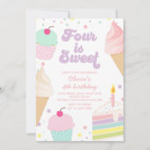 IJs en taart 4e verjaardag Kaart (Voorkant)