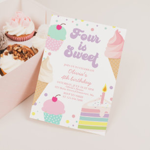 IJs en taart 4e verjaardag Kaart