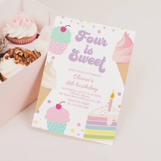 IJs en taart 4e verjaardag Kaart