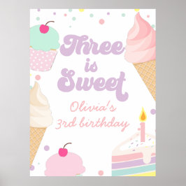 Ijs en Taart Drie is Zoet 3e Verjaardag Poster