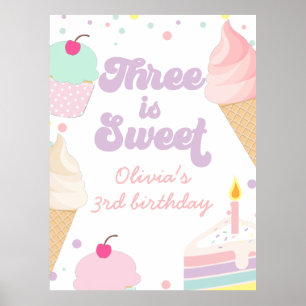 Ijs en Taart Drie is Zoet 3e Verjaardag Poster