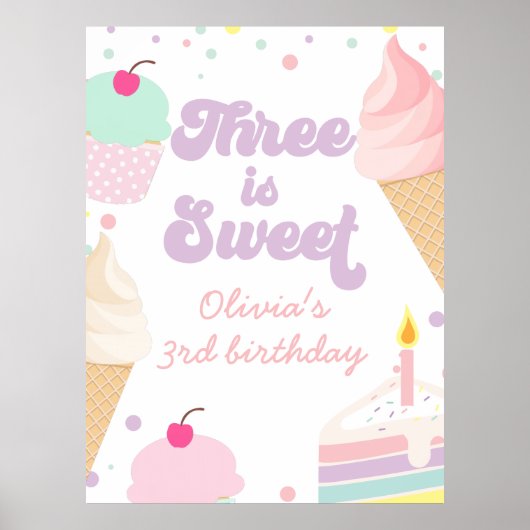 Ijs en Taart Drie is Zoet 3e Verjaardag Poster (Voorkant)