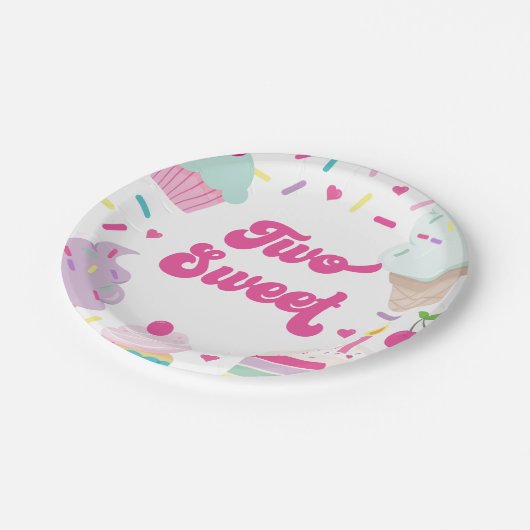 IJs en taart Twee Sweet 2e verjaardag Papieren Bordje (Gekanteld)