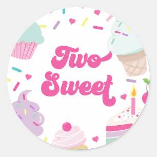 IJs en taart Twee Sweet 2e verjaardag Ronde Sticker