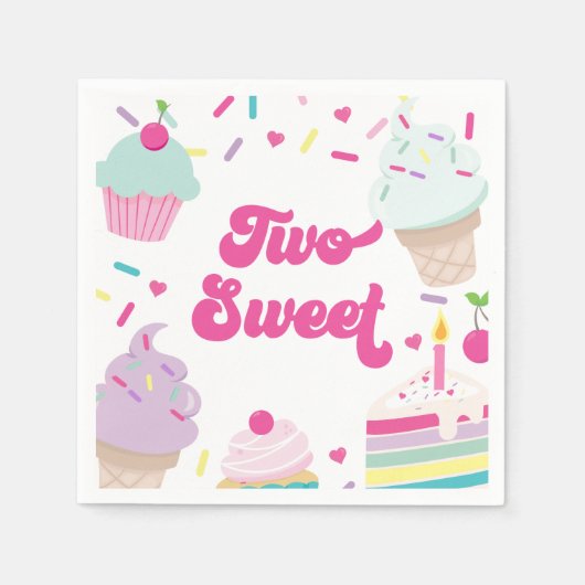 IJs en taart Twee Sweet 2e verjaardag Servet (Voorkant)
