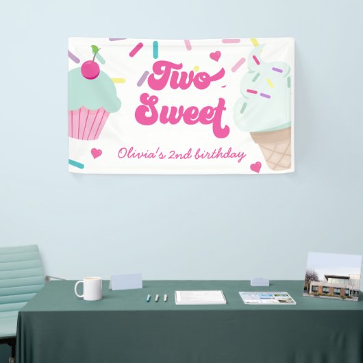 IJs en taart Twee Sweet 2e verjaardag Spandoek (Beurs)