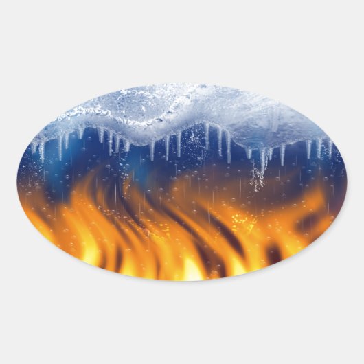 IJs en vlam Ovale Sticker (Voorkant)
